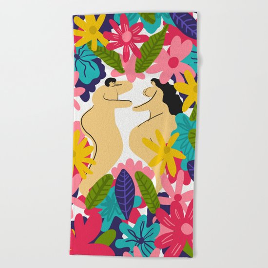 Couple Flowes Beach Towel