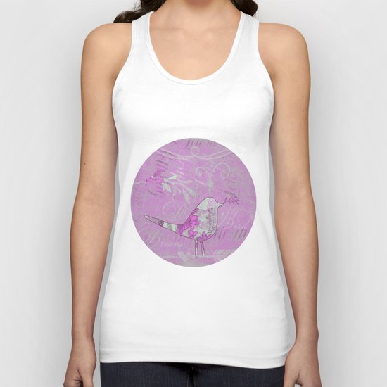 pink bird typography collage Unisex Tank Top