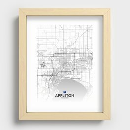 Appleton, Wisconsin, United States - Light City Map Recessed Framed Print