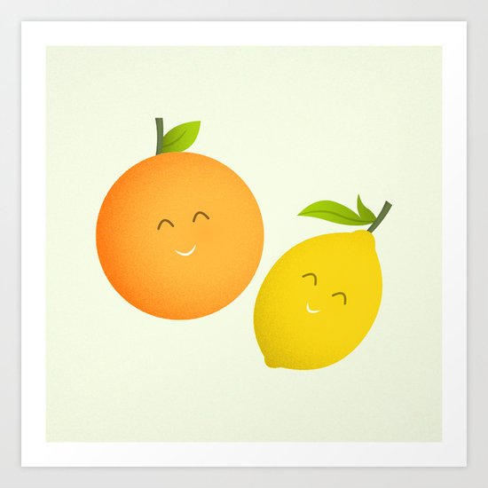 Happy Orange and Lemon Art Print