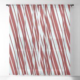 [ Thumbnail: Dark Red and Light Cyan Colored Lines/Stripes Pattern Sheer Curtain ]