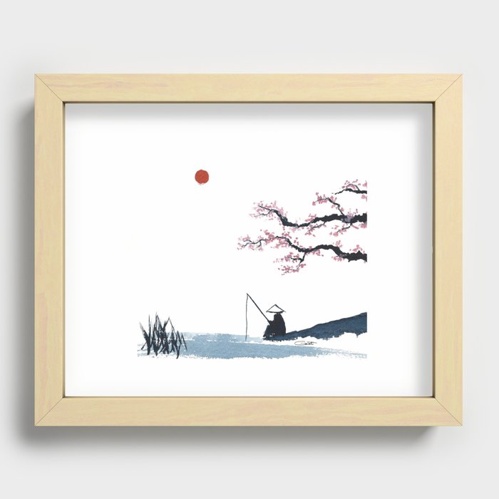 Japanese Fisherman Recessed Framed Print