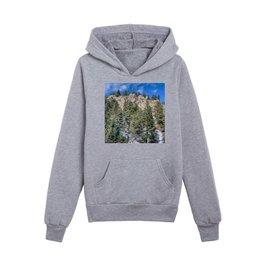 Rocks and Snow in Colorado Kids Pullover Hoodies