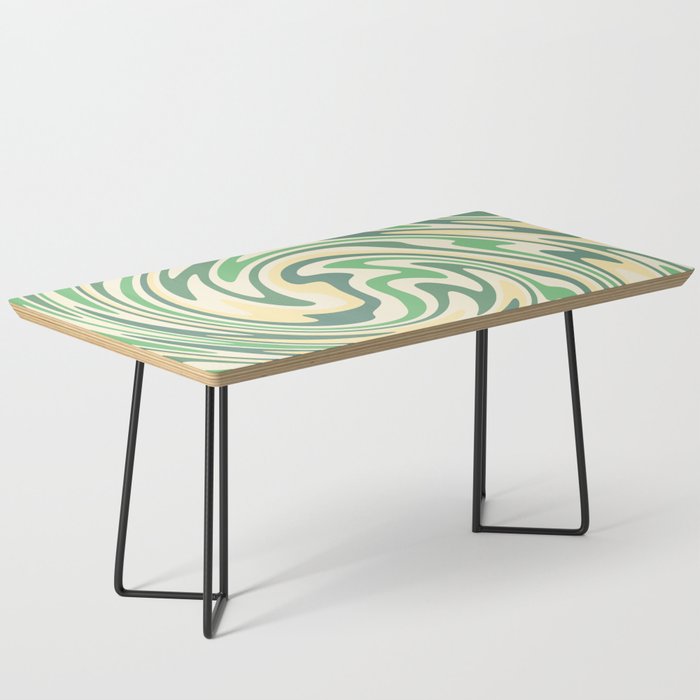 Retro Green and Yellow Marble Pattern Coffee Table