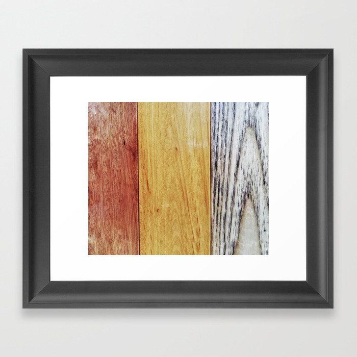 Three-color wood background texture, light brown, dark brown, gray Framed Art Print