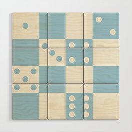 Checkered Dice Pattern (Creamy Milk & Baby Blue Color Palette) Wood Wall Art