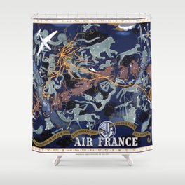 1939 Air France Celestial Poster Shower Curtain