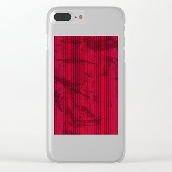 Grunge Blue stripes on bold red background Clear iPhone Case