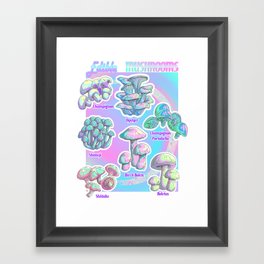 Vaperwave Botanical Mushrooms  Framed Art Print