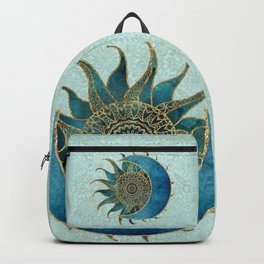 Sun And Moon Universe Celestial Art Gold And Turquoise Backpack