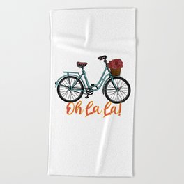 Oh La La - French Bicycle Beach Towel