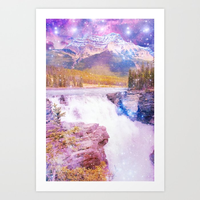 Waterfall and Mountain Art Print