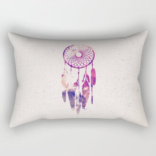 Girly Pink Purple Dream Catcher Watercolor Paint Rectangular Pillow
