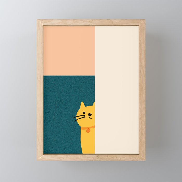 Little_Cat_Cute_Minimalism Framed Mini Art Print
