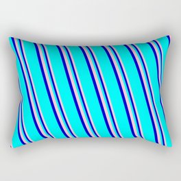 [ Thumbnail: Pink, Blue, and Cyan Colored Lines Pattern Rectangular Pillow ]