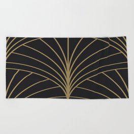 Round Series Floral Burst Gold on Charcoal Beach Towel