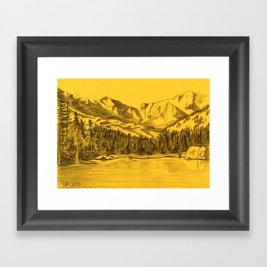 Yellow Rocky Mountains Framed Art Print