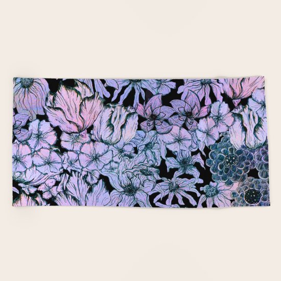 Purple Flowers Beach Towel