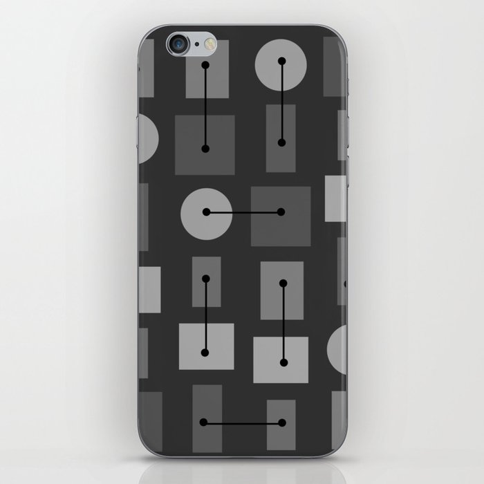 Atomic Age Simple Shapes Black Gray iPhone Skin