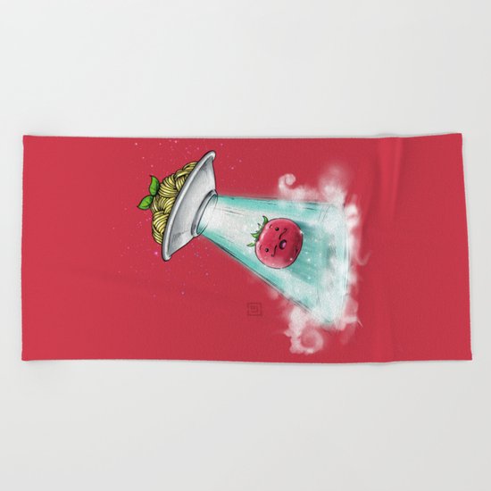 UFO. Italian Spaghetti Dreams Beach Towel