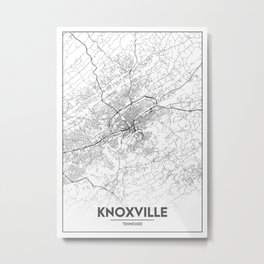 Minimal City Maps - Map Of Knoxville, Tennessee, United States Metal Print