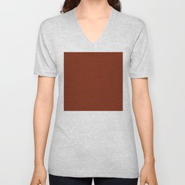 Brick Red, Solid Red V Neck T Shirt