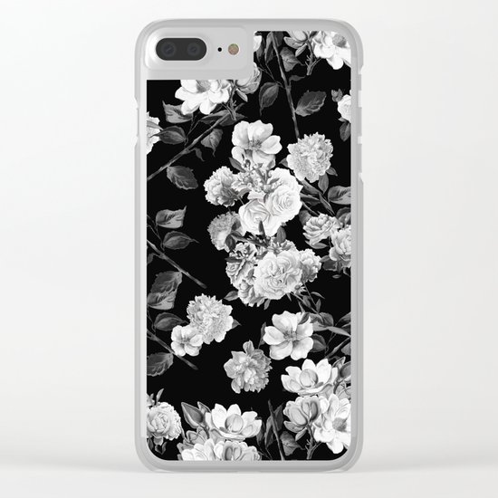 Black and White Botanic Pattern Clear iPhone Case