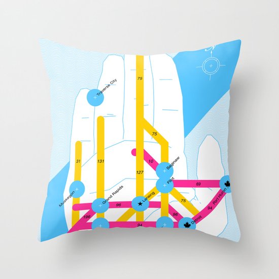 Michigan Highway System Throw Pillow