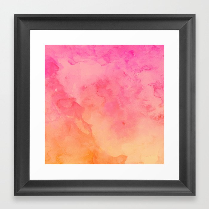 Modern Summer Hand Painted Pink Orange Sunset Watercolor Wash