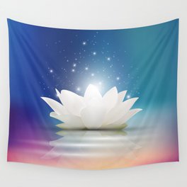 Elegant Gentle  White  Lotus / Lily flower Wall Tapestry