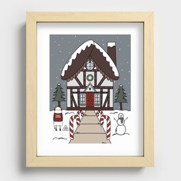 Winter Cottage Recessed Framed Print
