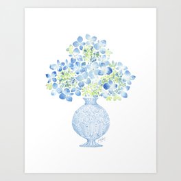Blue Hydrangea Watercolor Art Print