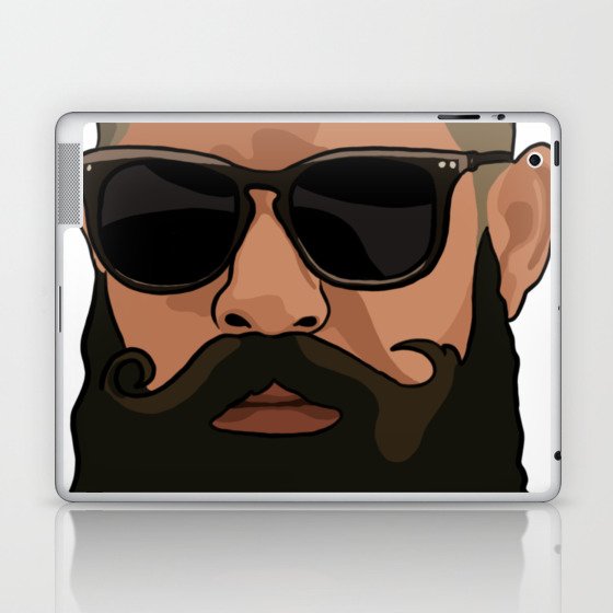 Hipster man with beard and sunglasses Laptop & iPad Skin
