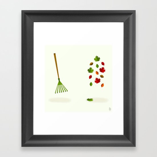 Rake & Leaves Framed Art Print