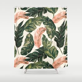 Leaf green and pink Shower Curtain