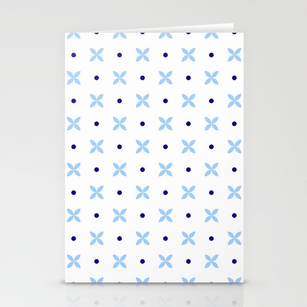 geometric flower 32 light and dark blue with polka dot Stationery Cards