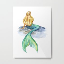 Mermaid Watercolor Metal Print