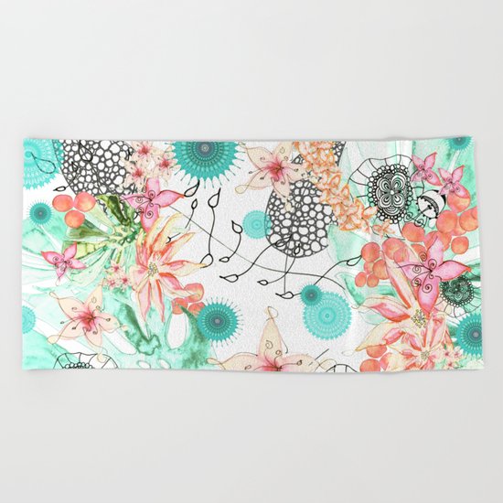 TROPICAL GARDEN Beach Towel
