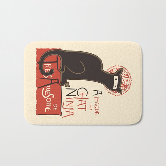 A French Ninja Cat (Le Chat Ninja) Bath Mat