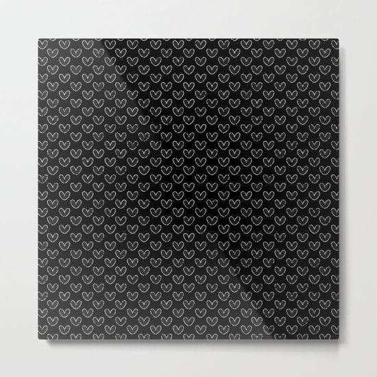 Vintage Hearts on Black Metal Print