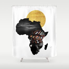 Africa Map Afrocentric Black Woman Portrait Shower Curtain