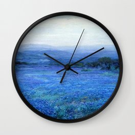 Bluebonnet Panoramic Landscape in Twilight painting by Robert Julian Onderdonk Wall Clock