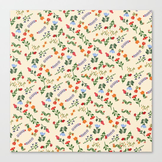 Bright Vintage Flower Pattern Canvas Print