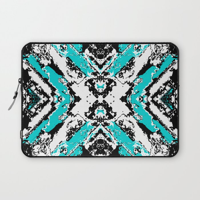 Blue Changes - Abstract black, white and blue Laptop Sleeve
