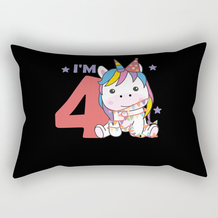 Unicorn For The Fourth Birthday For Children 4 Rectangular Pillow