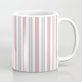 Pastel Pink And Charcoal Black Stripes On White Vintage Stripe Pattern Aesthetic Mug