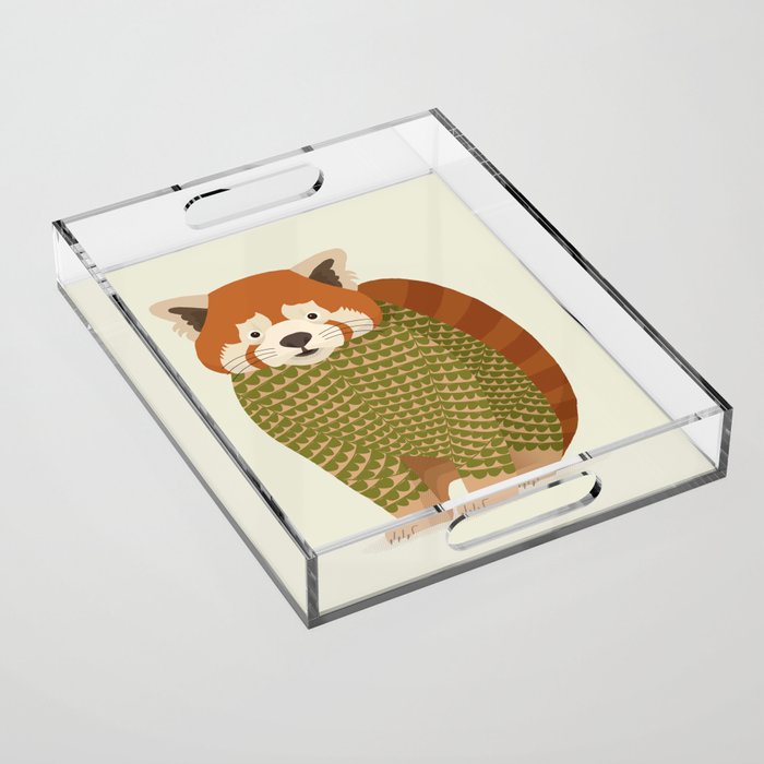 Whimsical Red Panda Acrylic Tray
