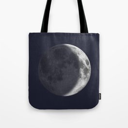 Waxing Crescent Moon on Navy Tote Bag