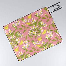 Little Daisies And Butterflies On Peach Picnic Blanket
