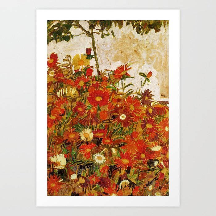 Egon Schiele Field of Flowers 1910 Art Print
